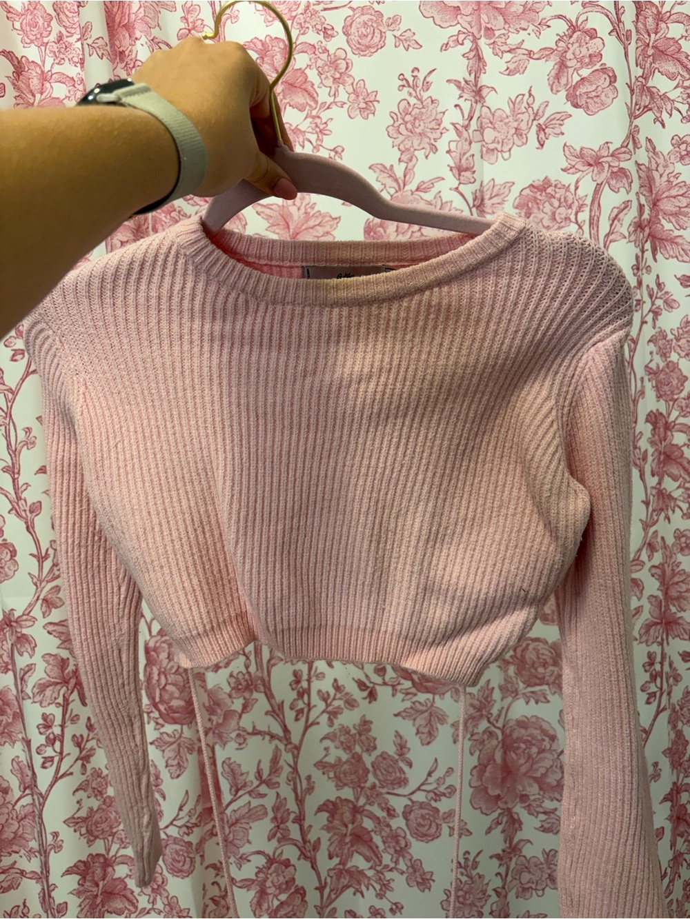 Adika Light Pink Ribbed Crew Neck Sweater